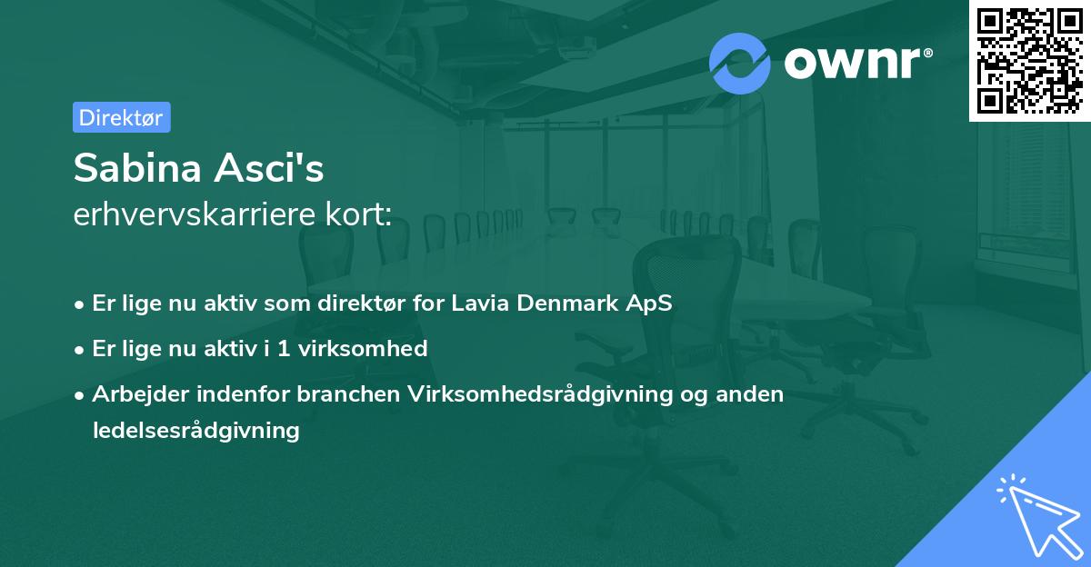 Sabina Asci's erhvervskarriere kort