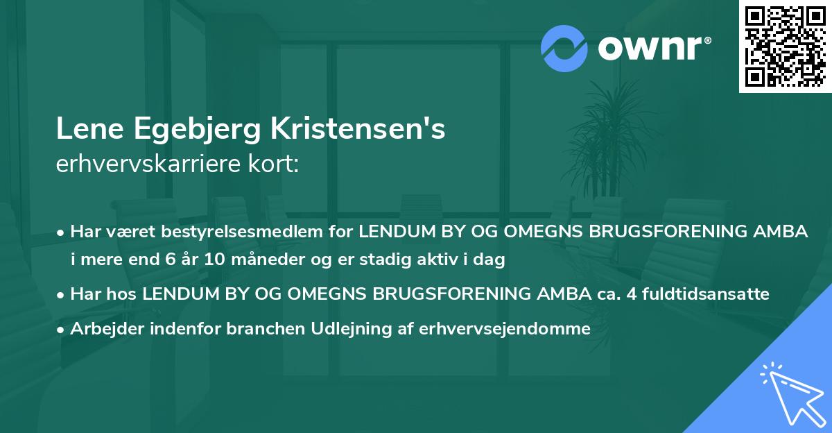 Lene Egebjerg Kristensen's erhvervskarriere kort