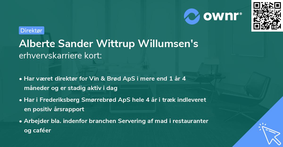 Alberte Sander Wittrup Willumsen's erhvervskarriere kort
