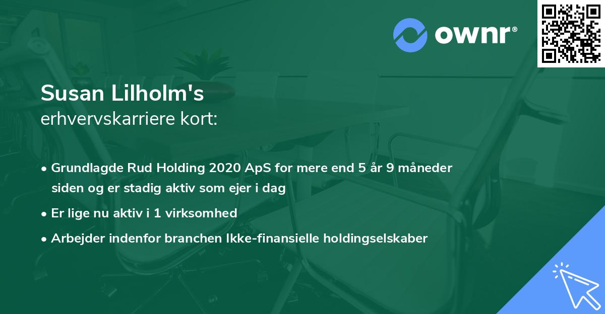 Susan Lilholm's erhvervskarriere kort