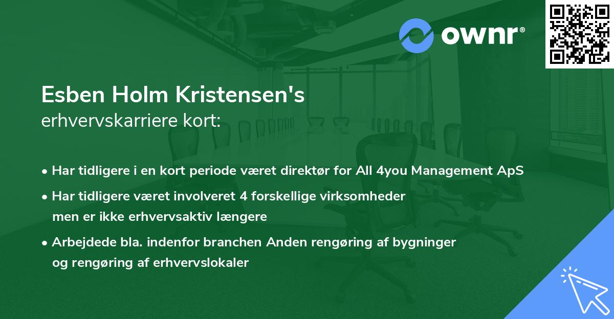 Esben Holm Kristensen's erhvervskarriere kort