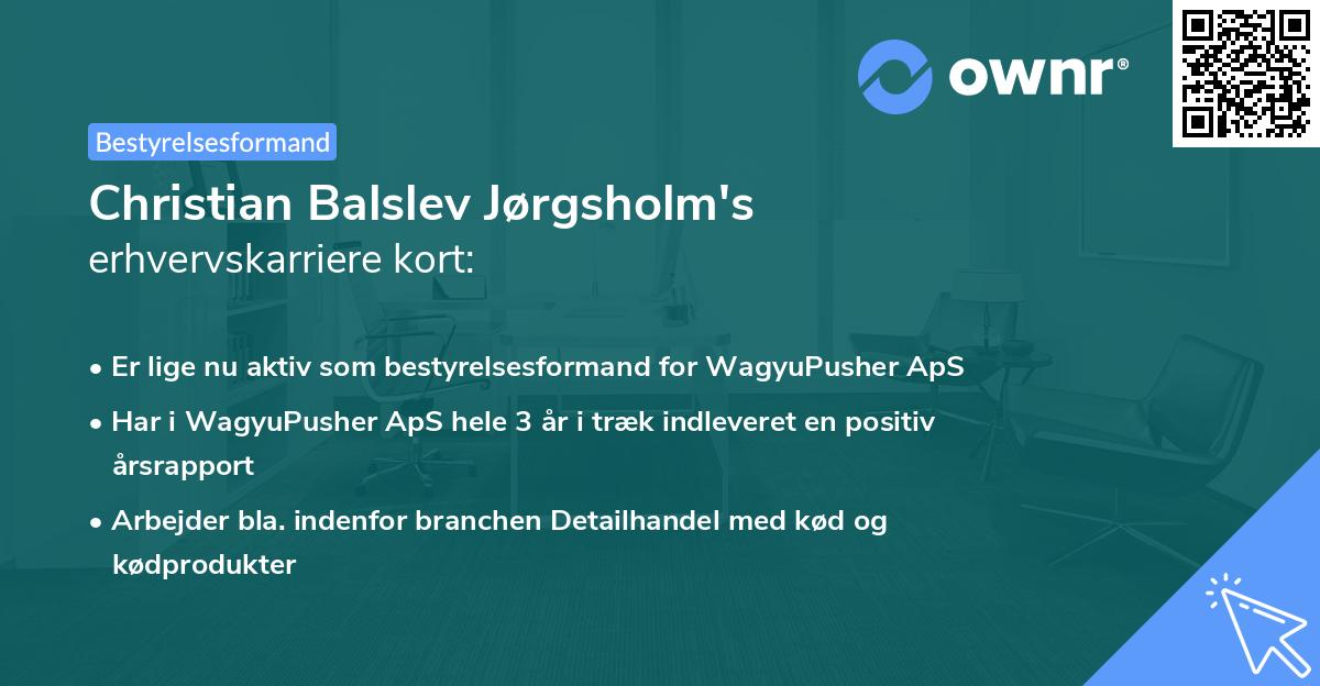 Christian Balslev Jørgsholm's erhvervskarriere kort