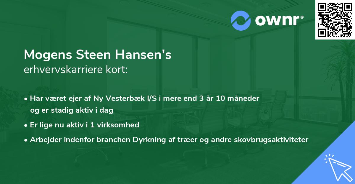 Mogens Steen Hansen's erhvervskarriere kort