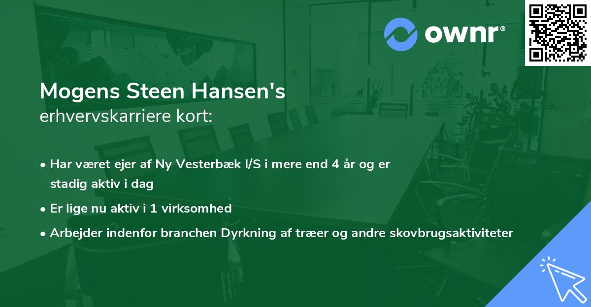 Mogens Steen Hansen's erhvervskarriere kort