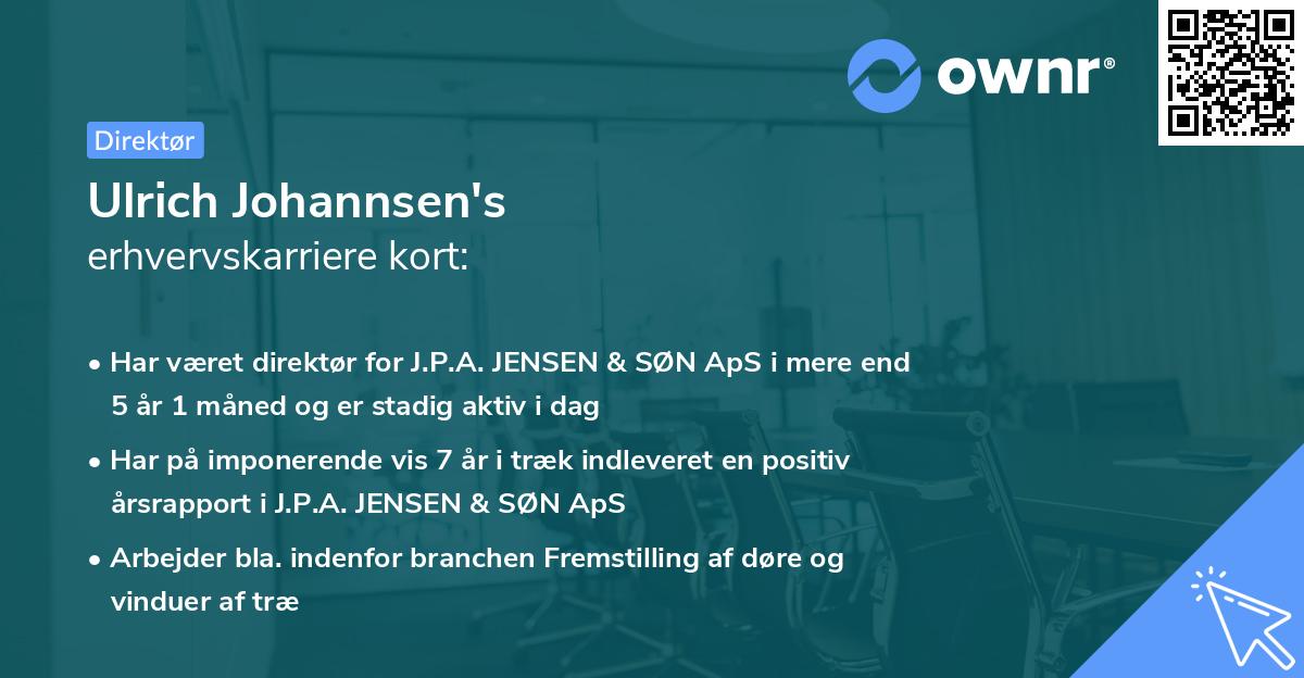 Ulrich Johannsen's erhvervskarriere kort