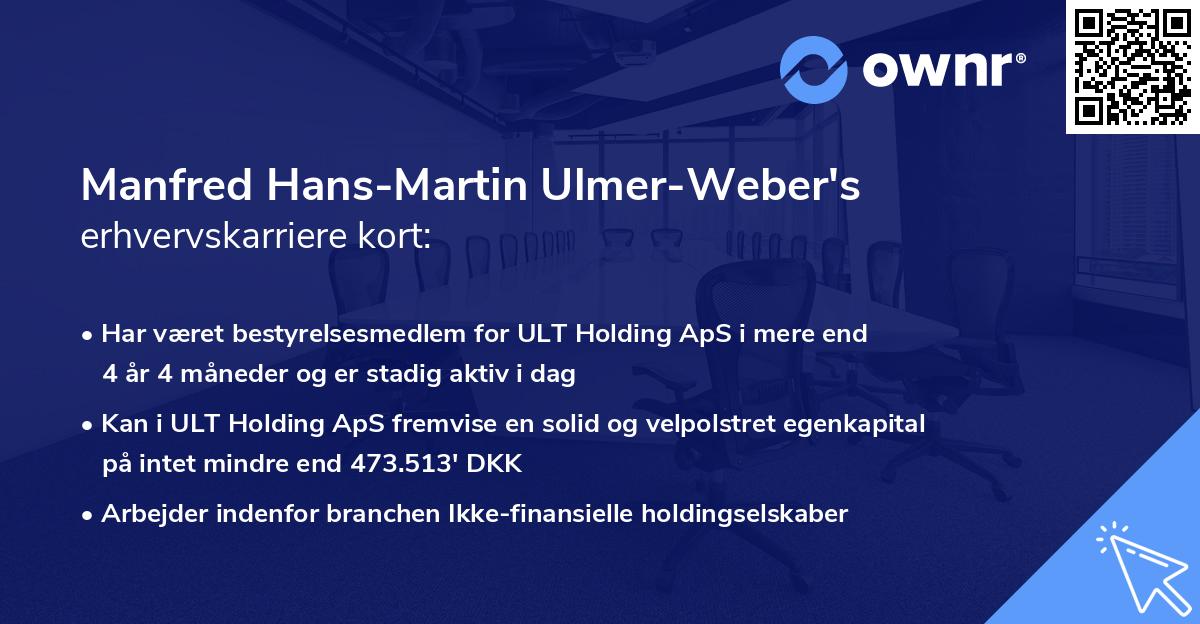 Manfred Hans-Martin Ulmer-Weber's erhvervskarriere kort