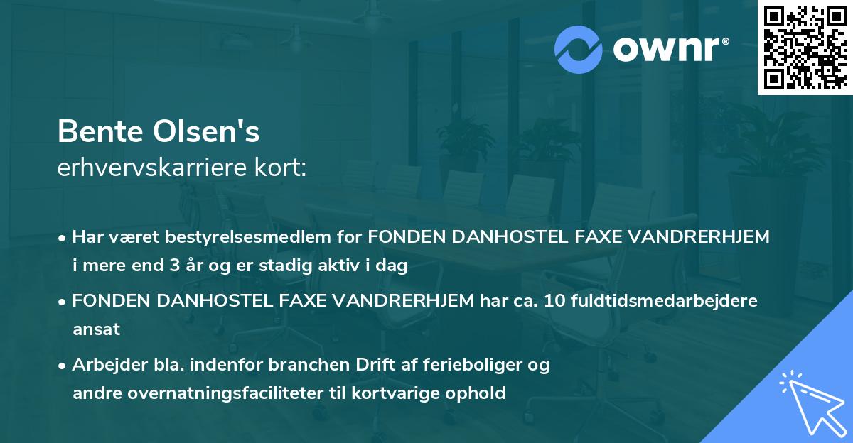 Bente Olsen's erhvervskarriere kort