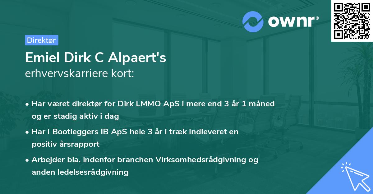 Emiel Dirk C Alpaert's erhvervskarriere kort