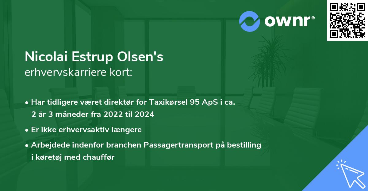 Nicolai Estrup Olsen's erhvervskarriere kort