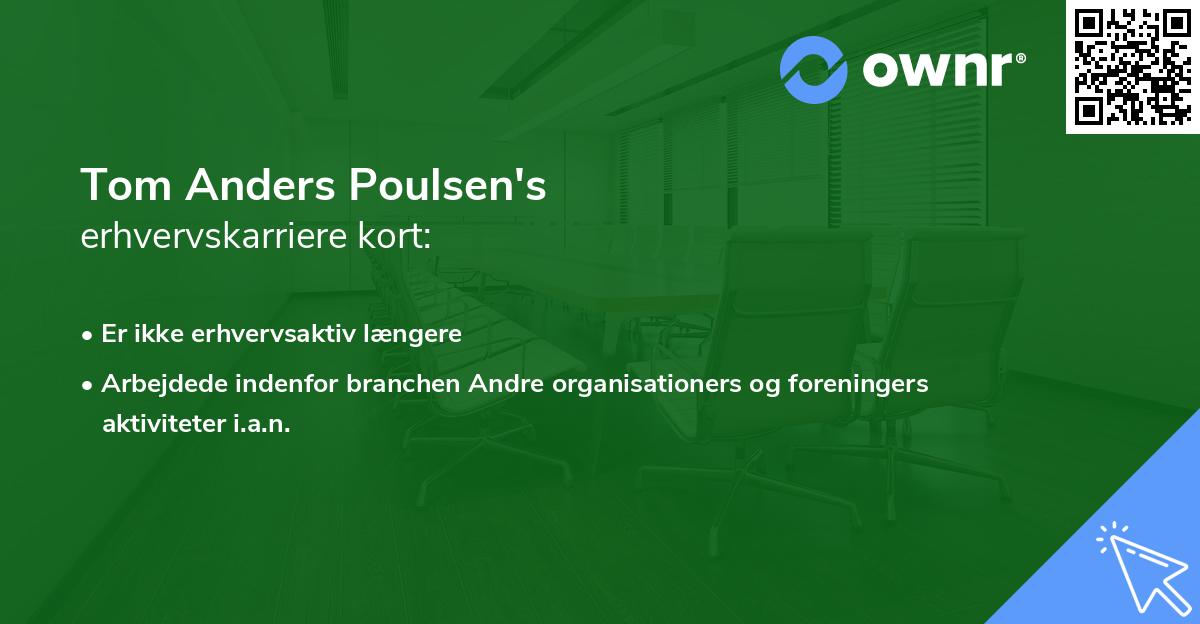 Tom Anders Poulsen's erhvervskarriere kort