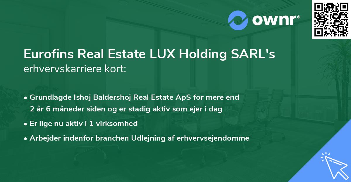 Eurofins Real Estate LUX Holding SARL's erhvervskarriere kort