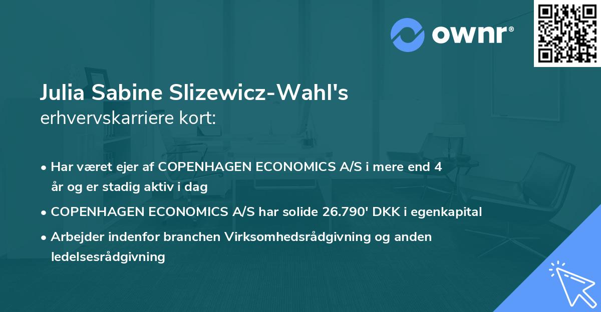 Julia Sabine Slizewicz-Wahl's erhvervskarriere kort