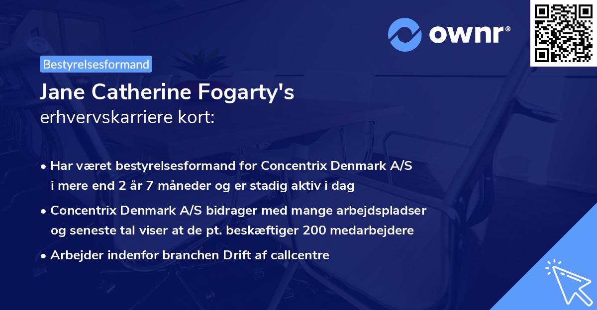 Jane Catherine Fogarty's erhvervskarriere kort