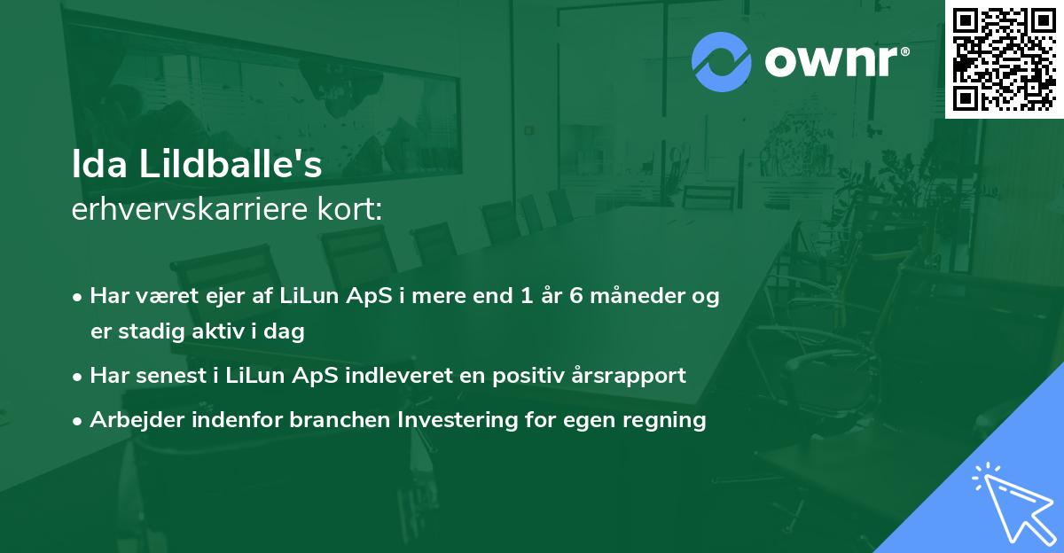Ida Lildballe's erhvervskarriere kort