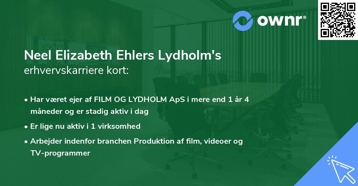 Neel Elizabeth Ehlers Lydholm's erhvervskarriere kort