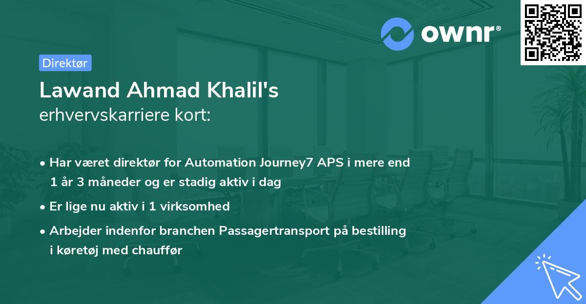Lawand Ahmad Khalil's erhvervskarriere kort