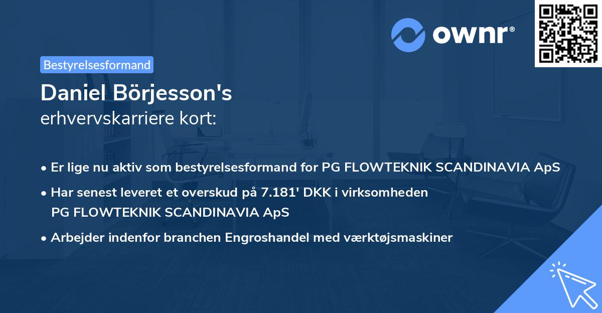 Daniel Börjesson's erhvervskarriere kort