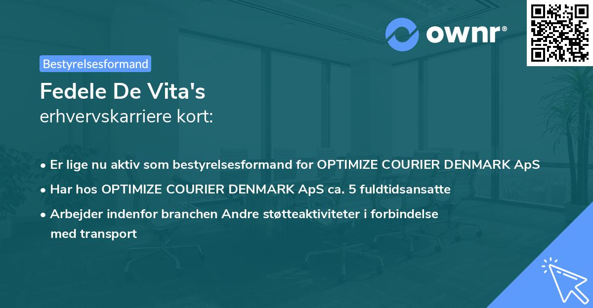 Fedele De Vita's erhvervskarriere kort