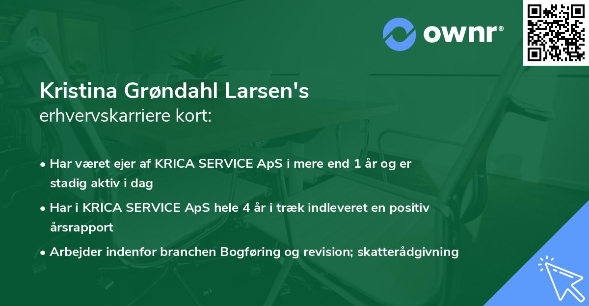 Kristina Grøndahl Larsen's erhvervskarriere kort
