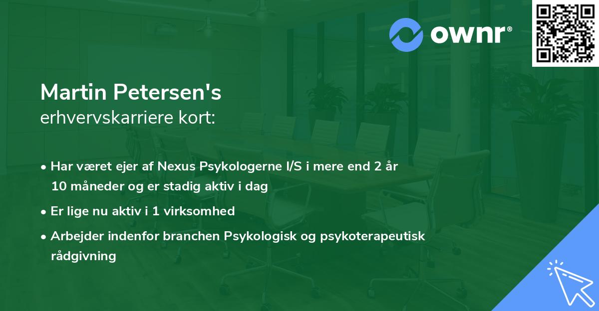 Martin Petersen's erhvervskarriere kort