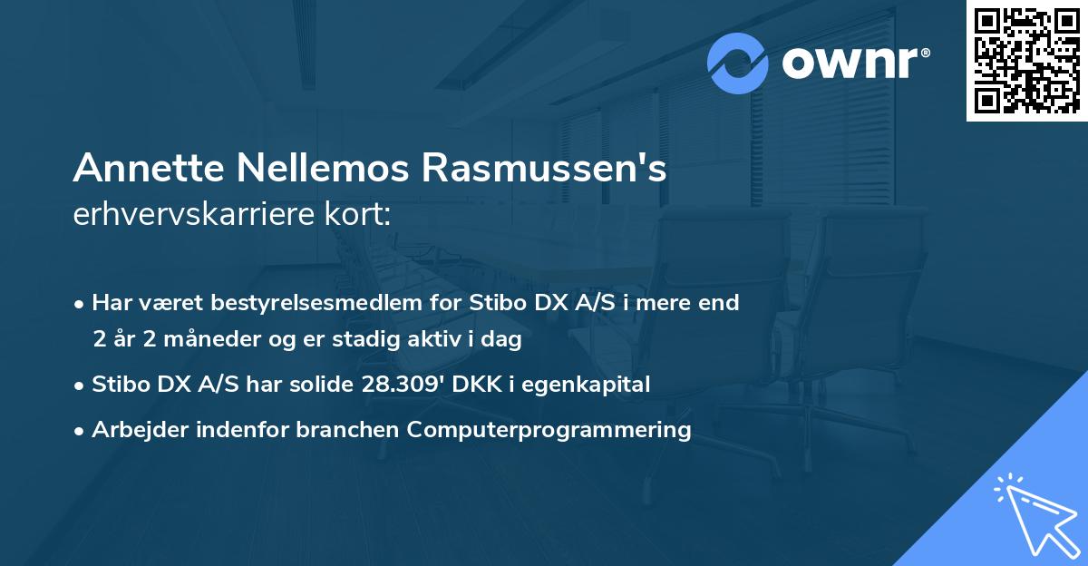 Annette Nellemos Rasmussen's erhvervskarriere kort