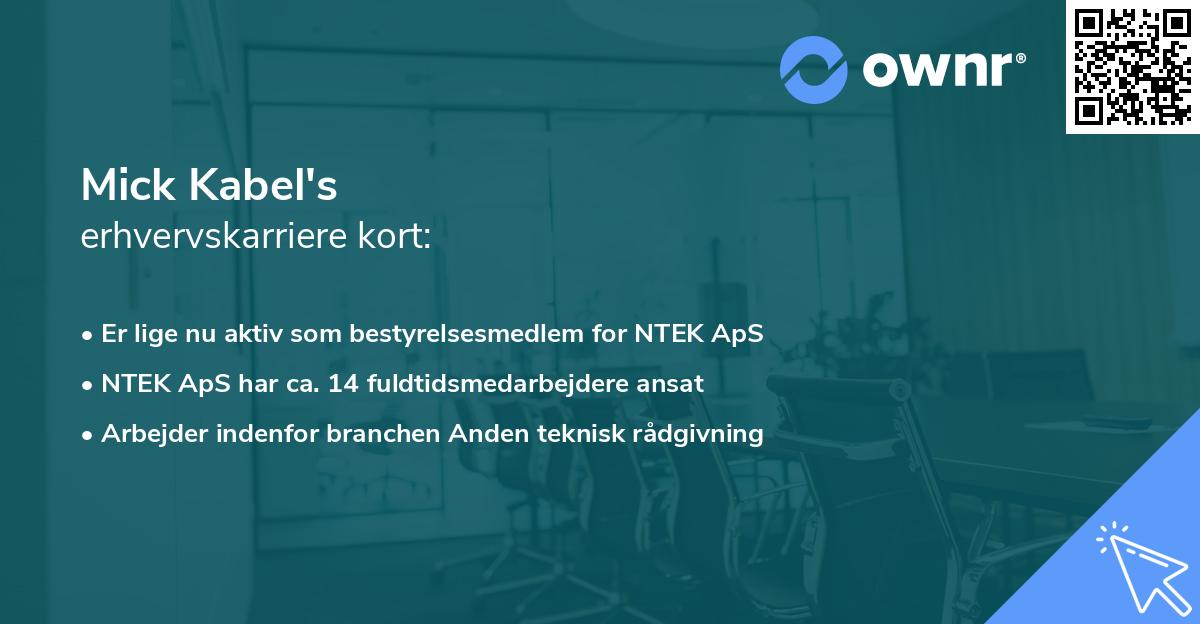 Mick Kabel's erhvervskarriere kort