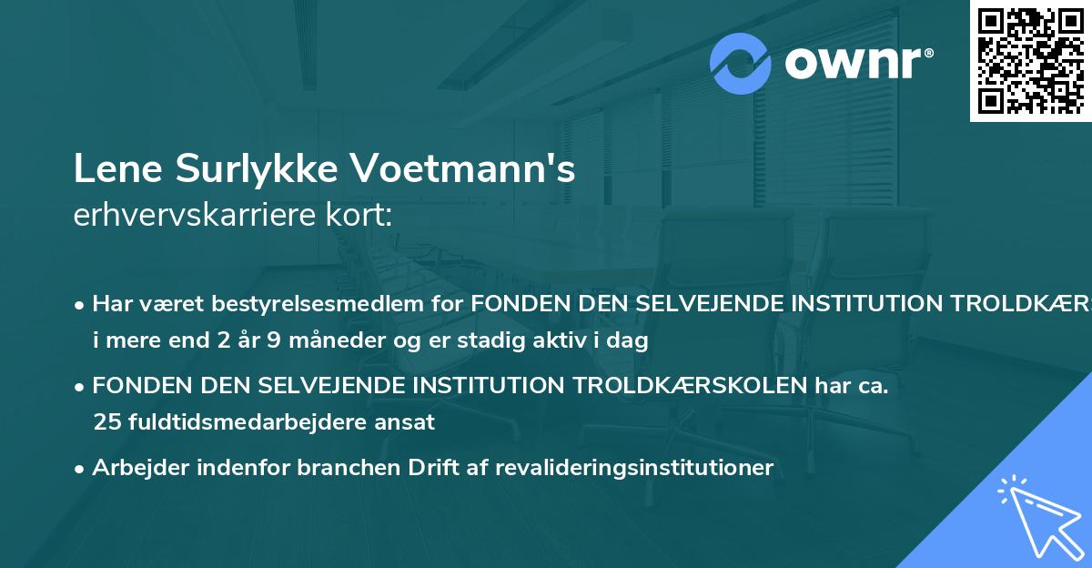 Lene Surlykke Voetmann's erhvervskarriere kort