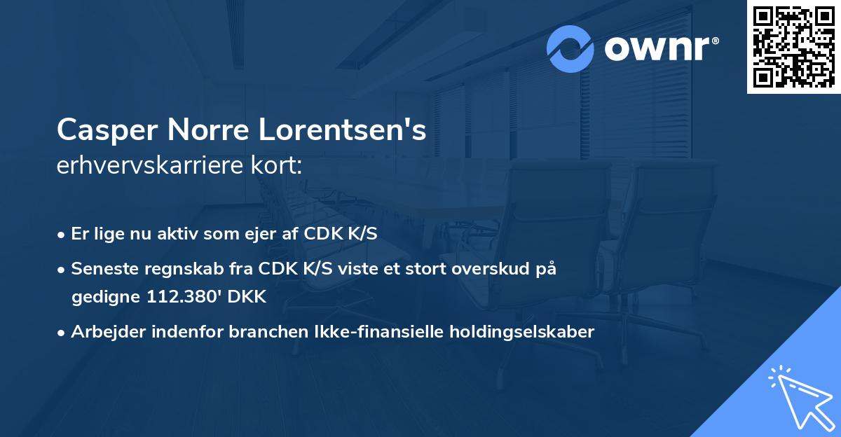 Casper Norre Lorentsen's erhvervskarriere kort