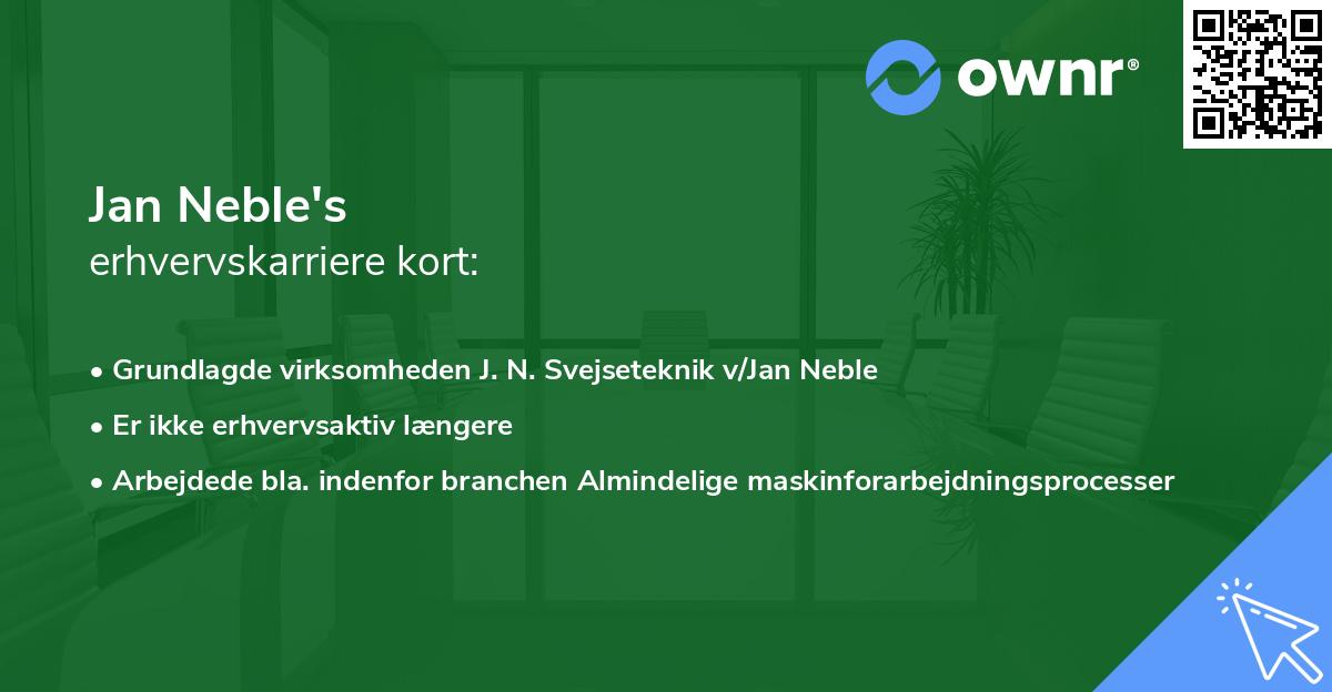 Jan Neble's erhvervskarriere kort