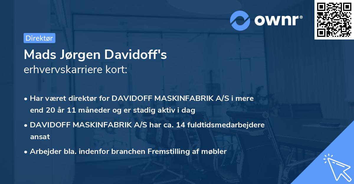 Mads Jørgen Davidoff's erhvervskarriere kort