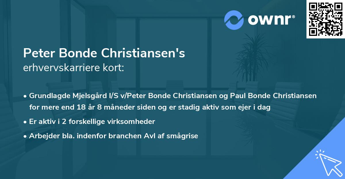 Peter Bonde Christiansen's erhvervskarriere kort