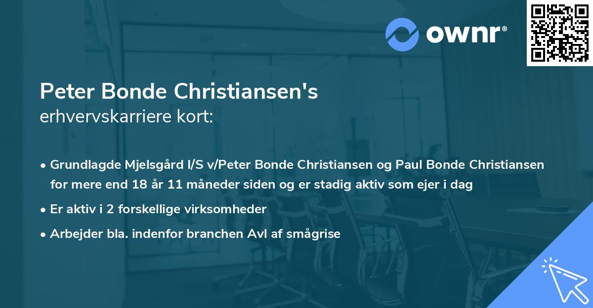 Peter Bonde Christiansen's erhvervskarriere kort