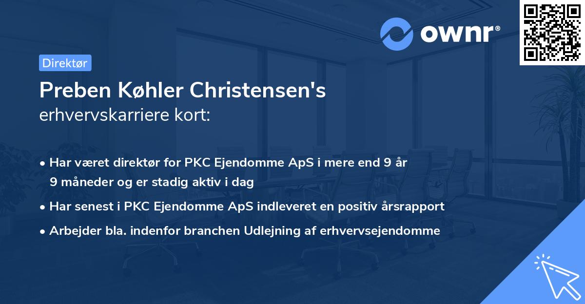 Preben Køhler Christensen's erhvervskarriere kort