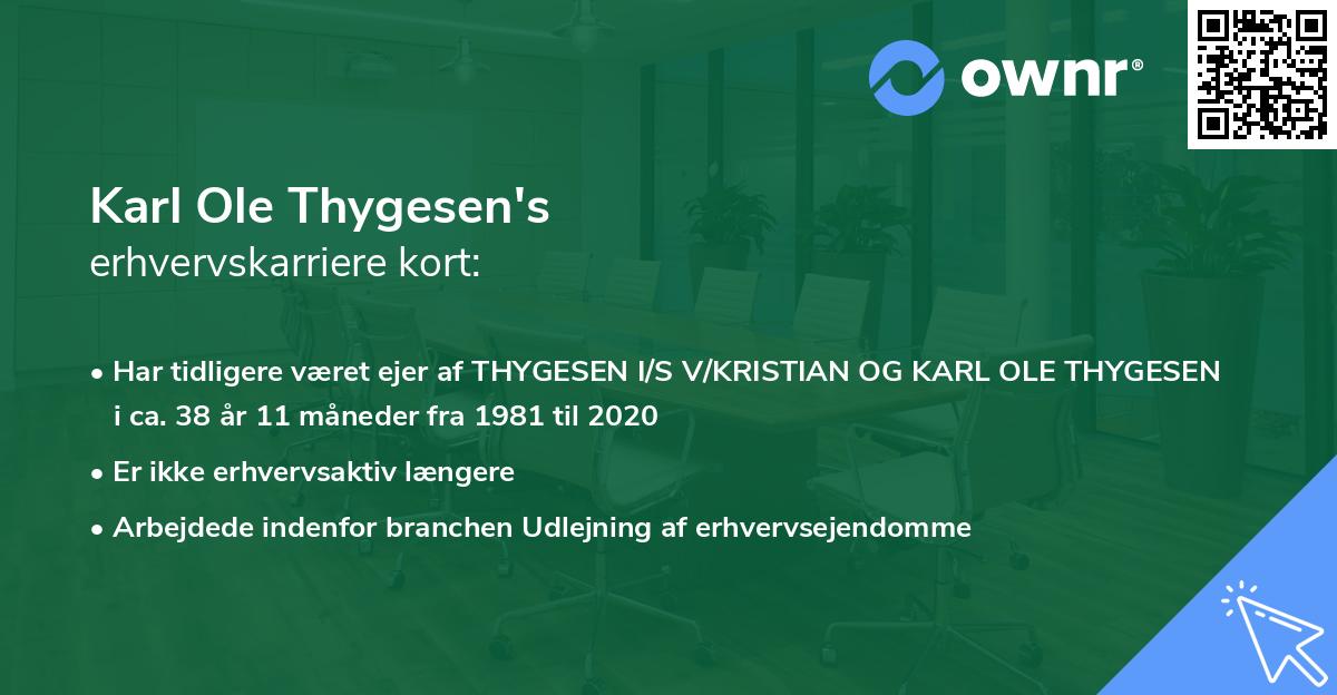 Karl Ole Thygesen's erhvervskarriere kort