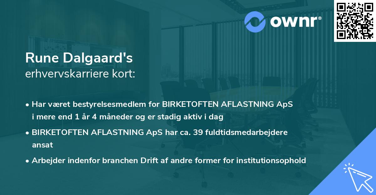 Rune Dalgaard's erhvervskarriere kort