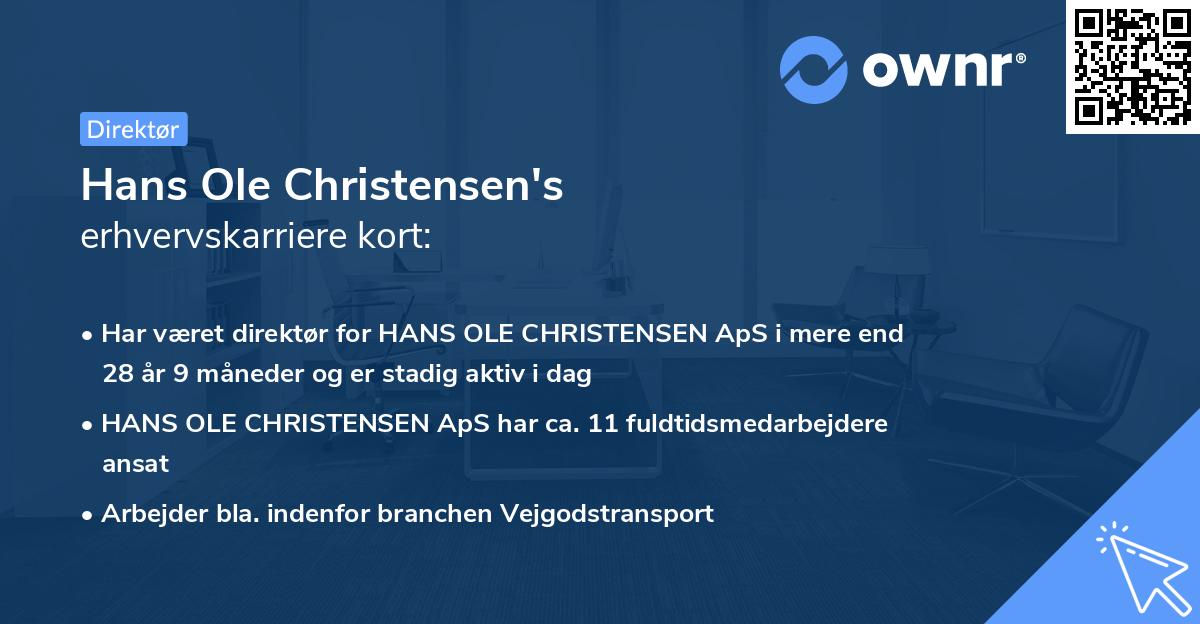 Hans Ole Christensen's erhvervskarriere kort