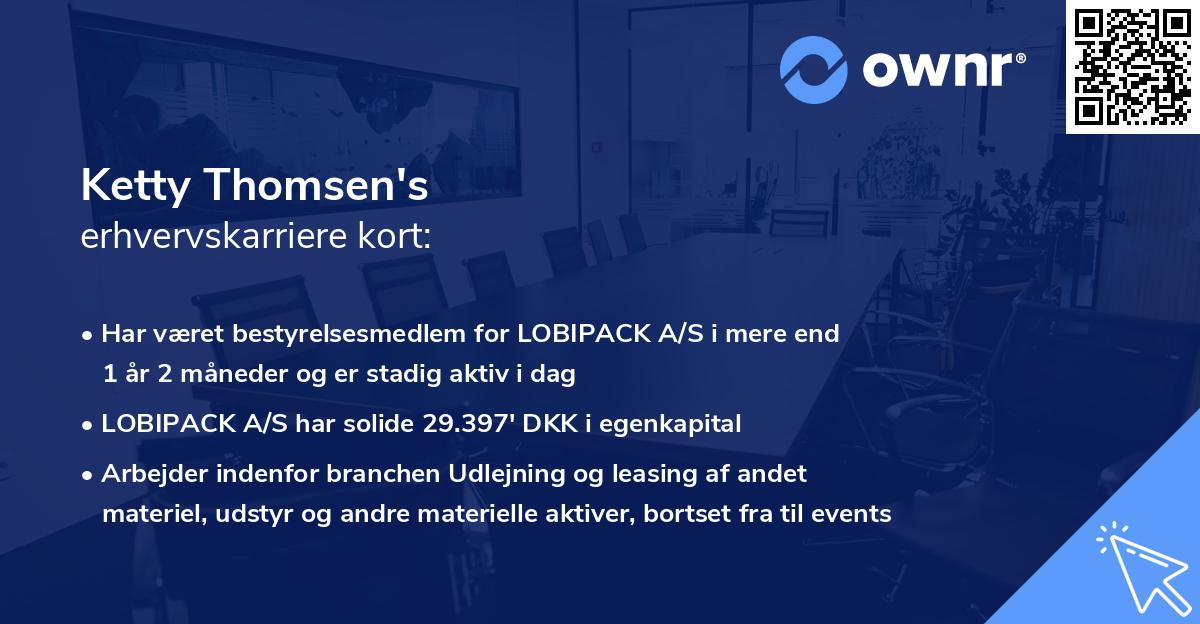 Ketty Thomsen's erhvervskarriere kort