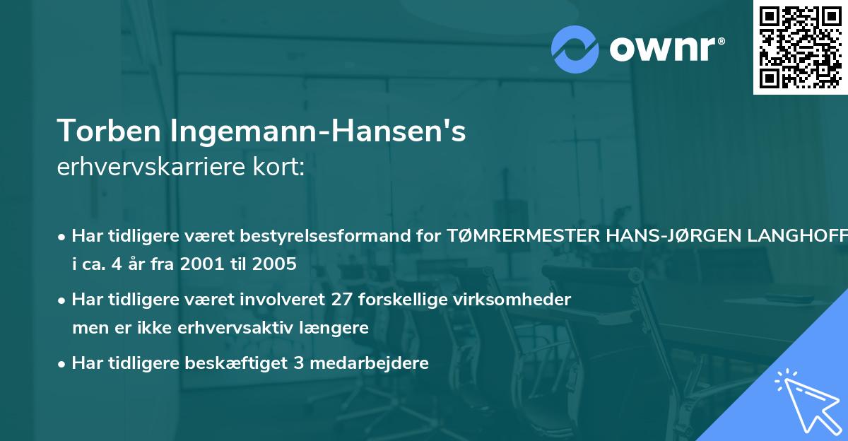 Torben Ingemann-Hansen's erhvervskarriere kort