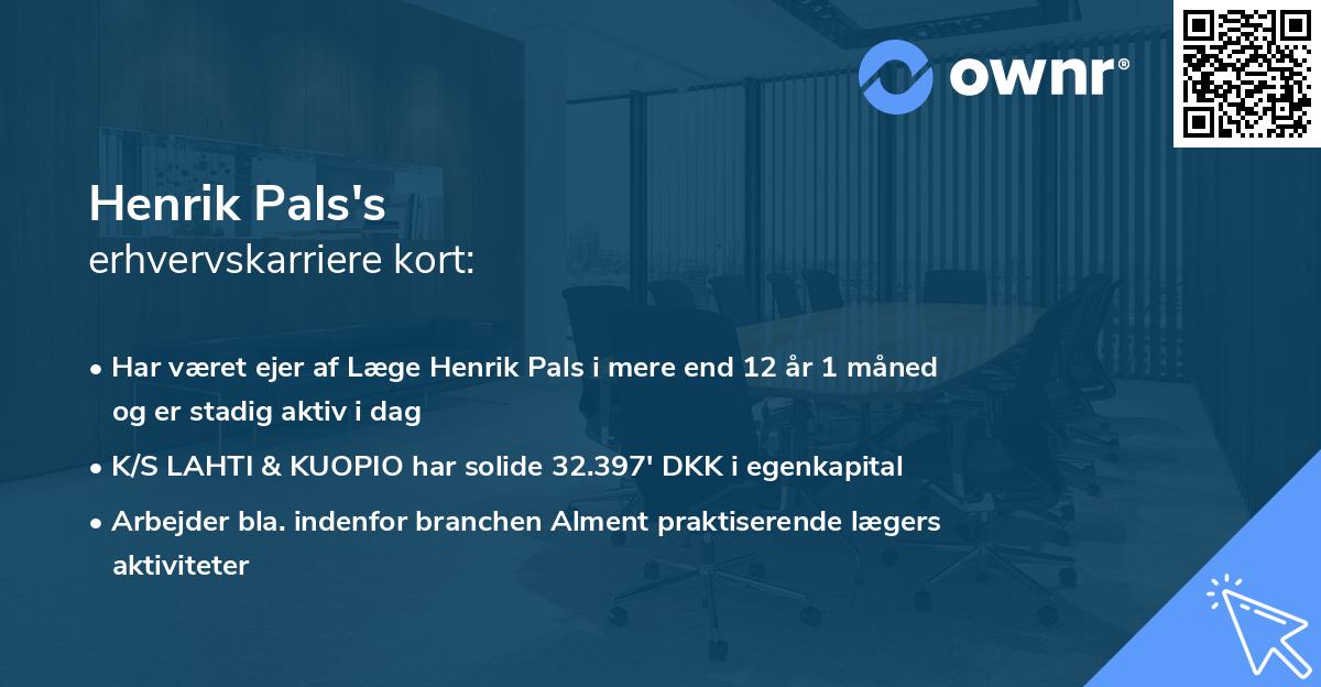 Henrik Pals's erhvervskarriere kort