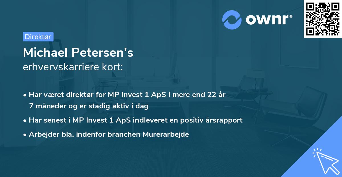 Michael Petersen's erhvervskarriere kort