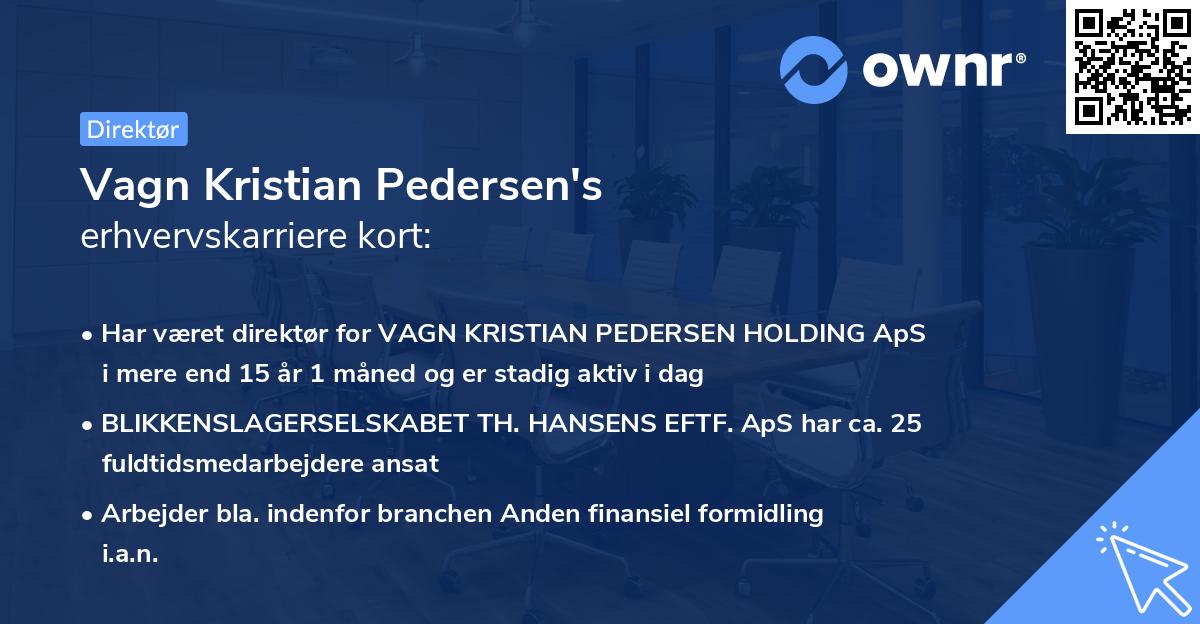 Vagn Kristian Pedersen's erhvervskarriere kort