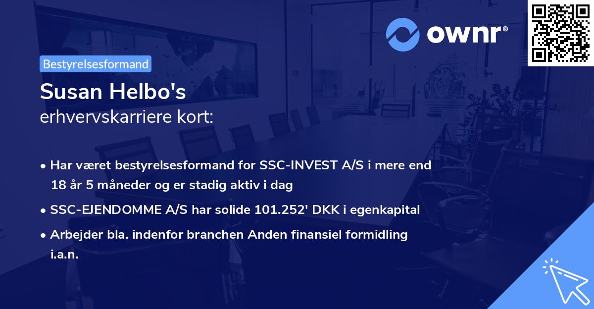 Susan Helbo's erhvervskarriere kort
