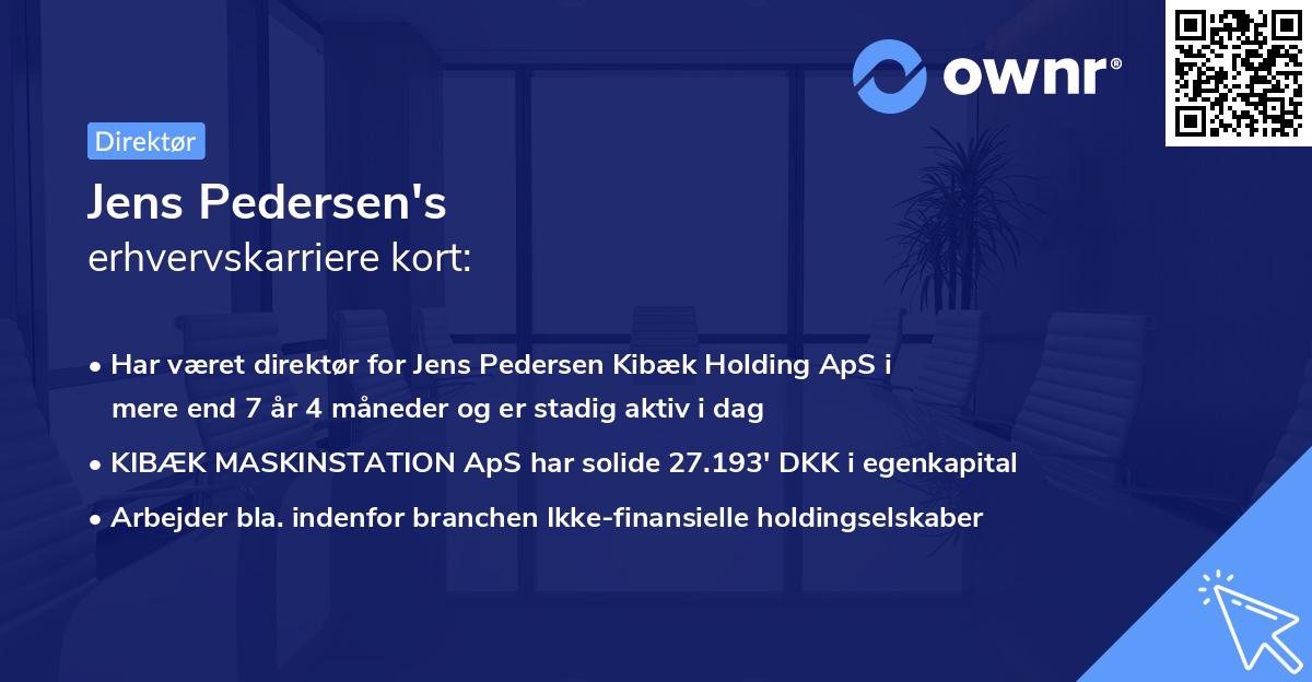 Jens Pedersen's erhvervskarriere kort