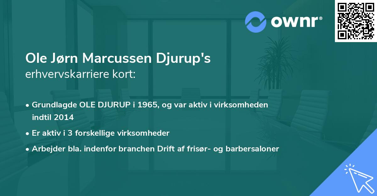 Ole Jørn Marcussen Djurup's erhvervskarriere kort