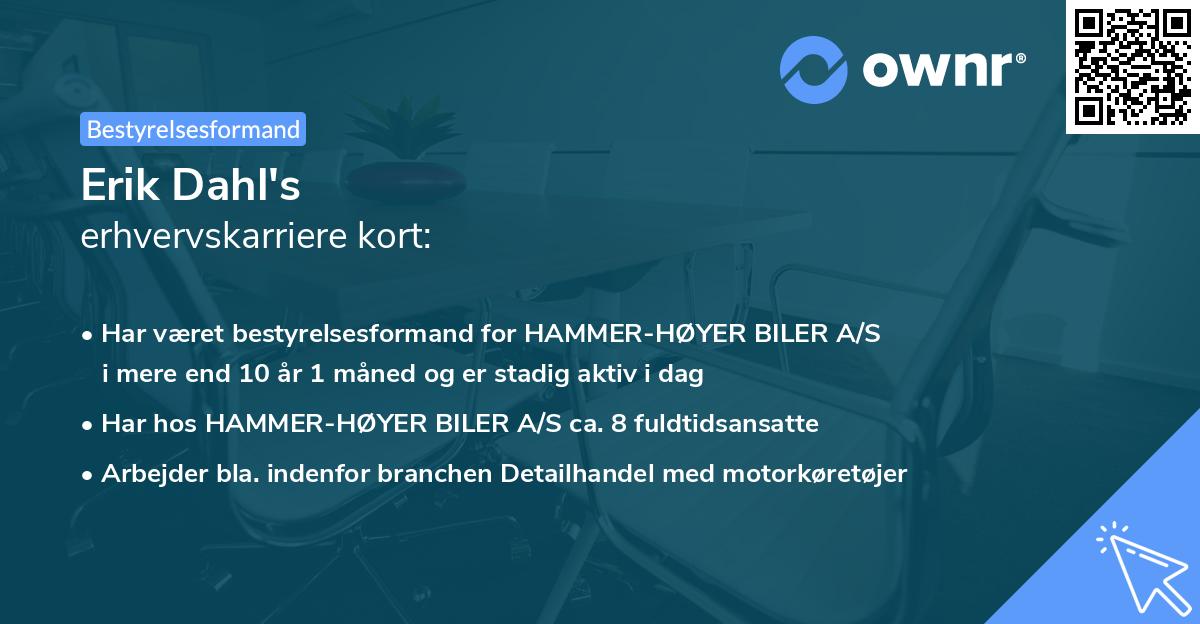 Erik Dahl's erhvervskarriere kort
