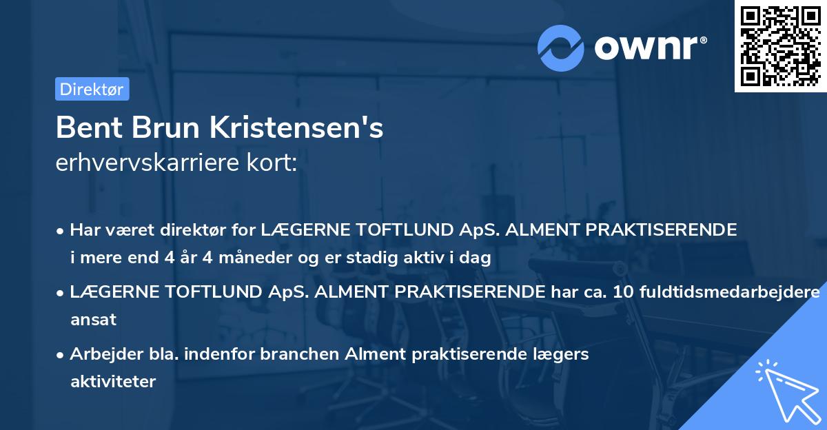Bent Brun Kristensen's erhvervskarriere kort