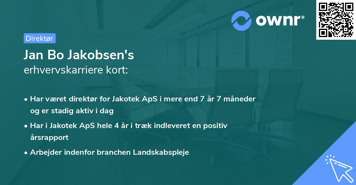 Jan Bo Jakobsen's erhvervskarriere kort