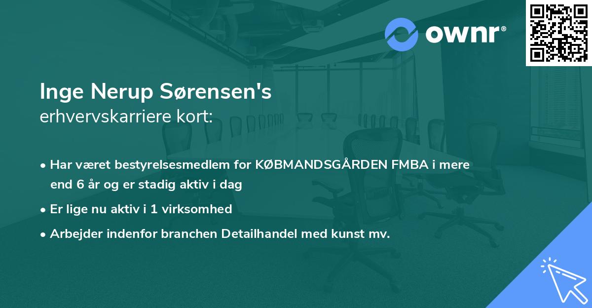 Inge Nerup Sørensen's erhvervskarriere kort