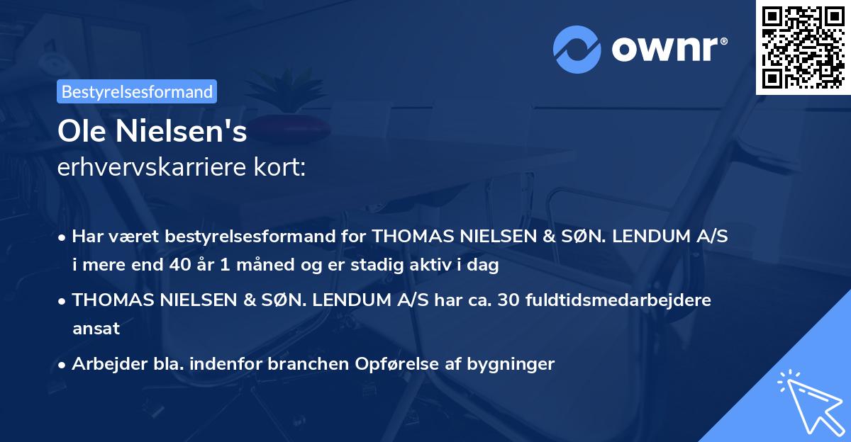 Ole Nielsen's erhvervskarriere kort
