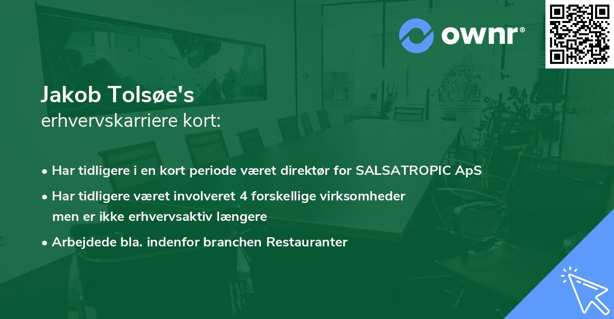 Jakob Tolsøe's erhvervskarriere kort